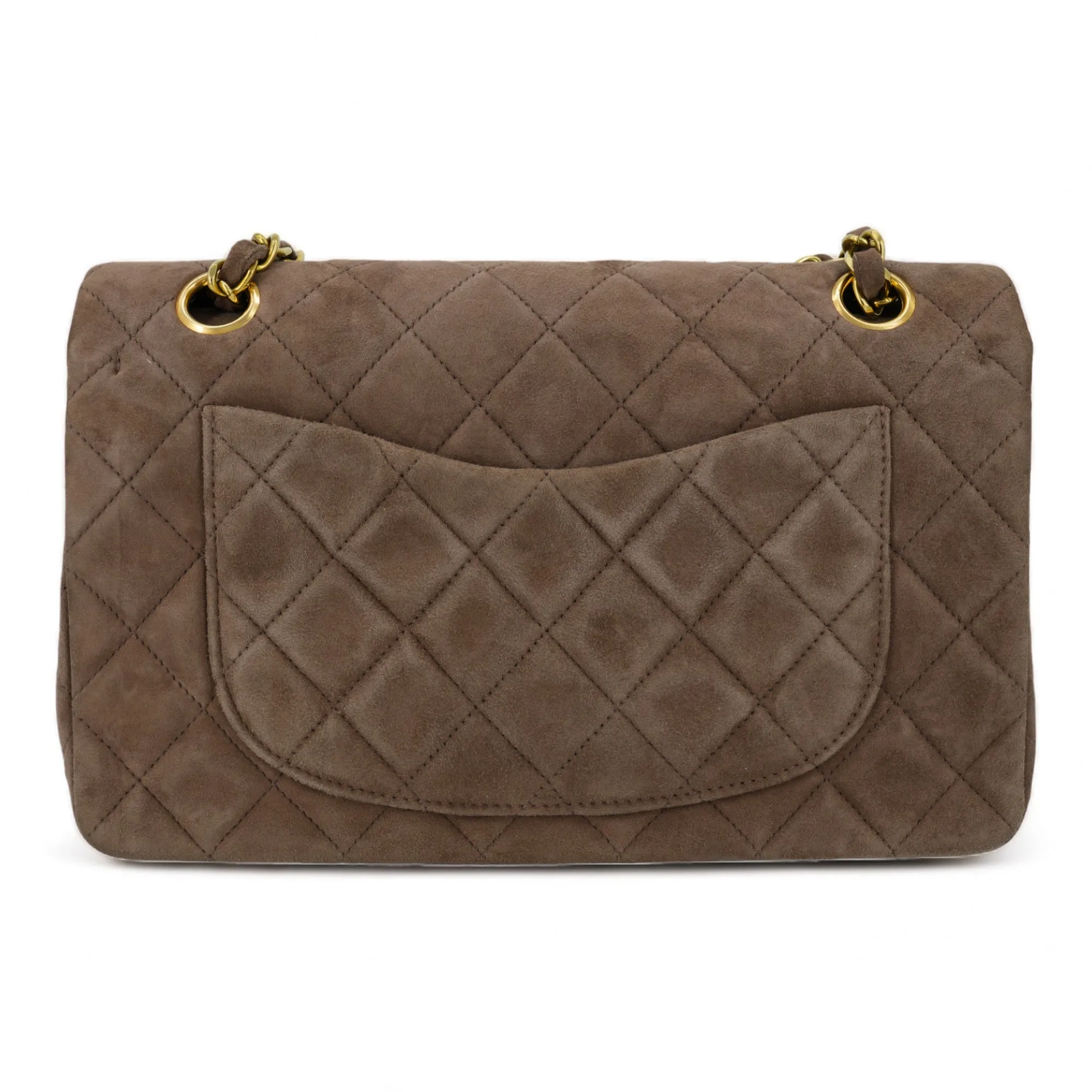 Vintage Brown Suede Small Classic Double Flap Bag