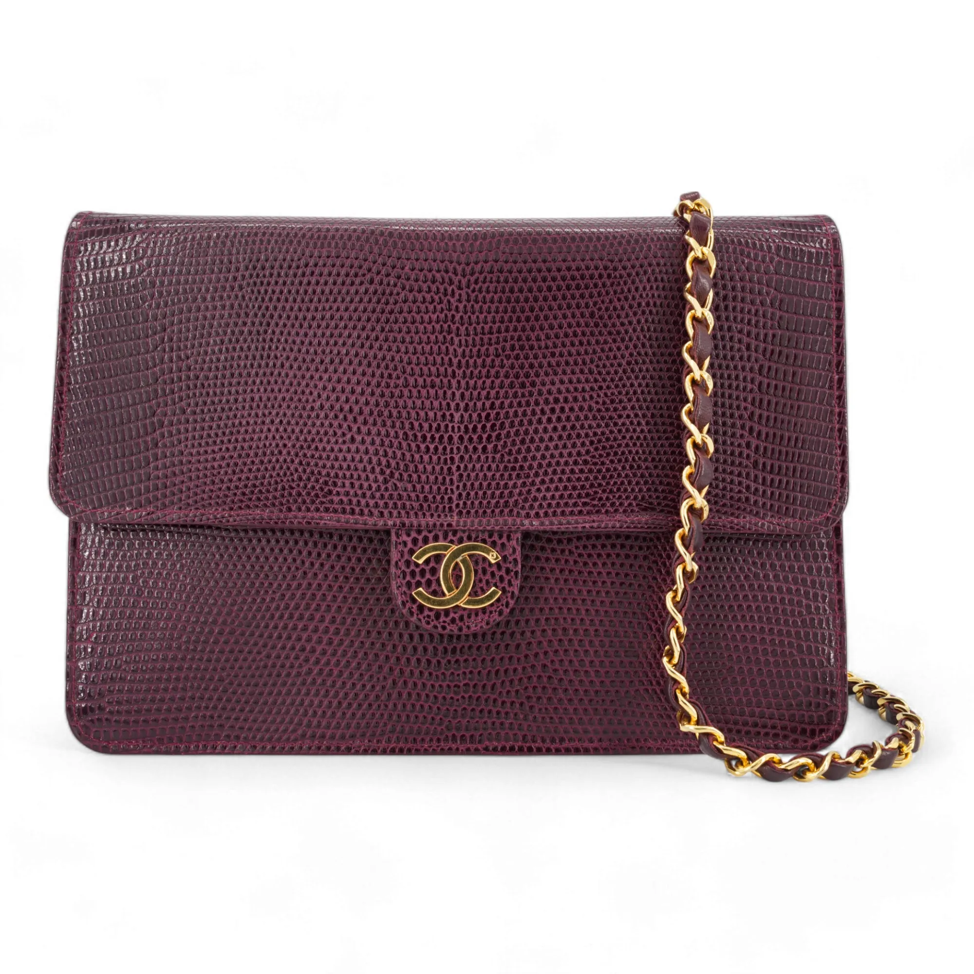 Vintage Purple Lizard Single Flap Bag