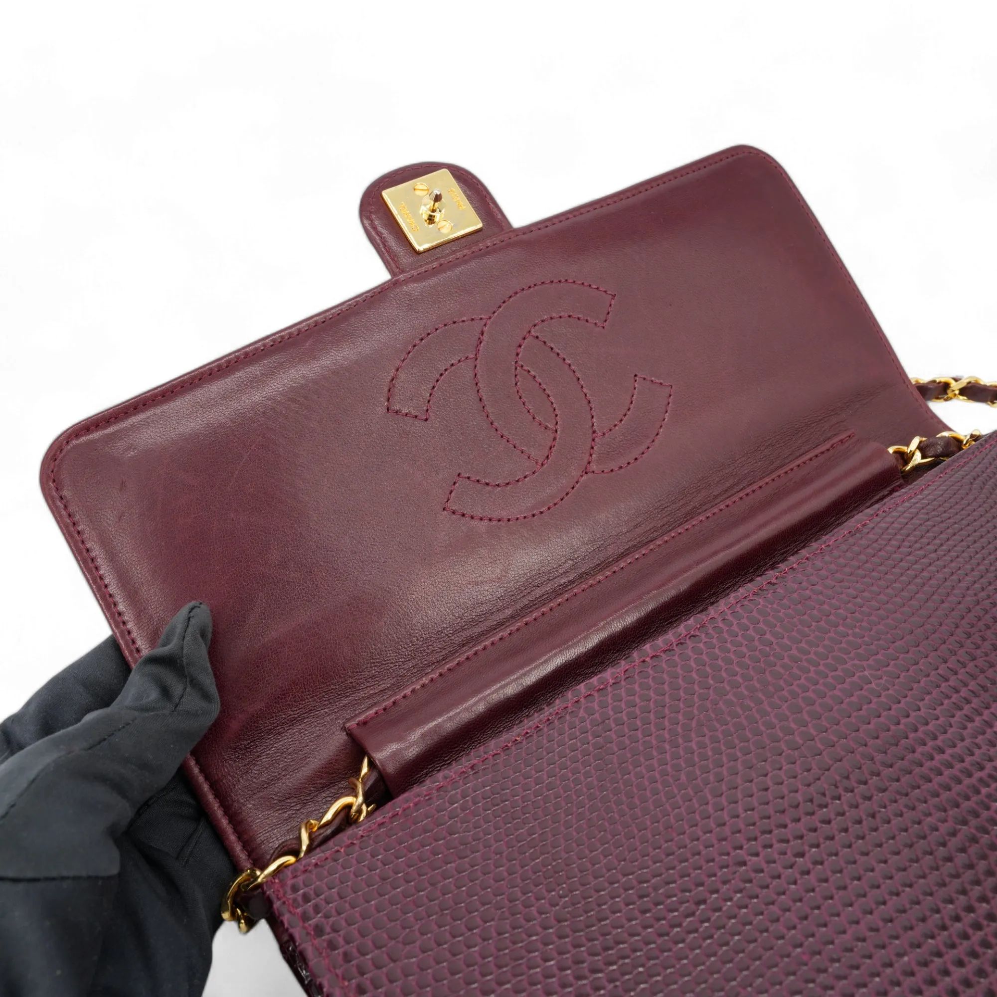 Vintage Purple Lizard Single Flap Bag
