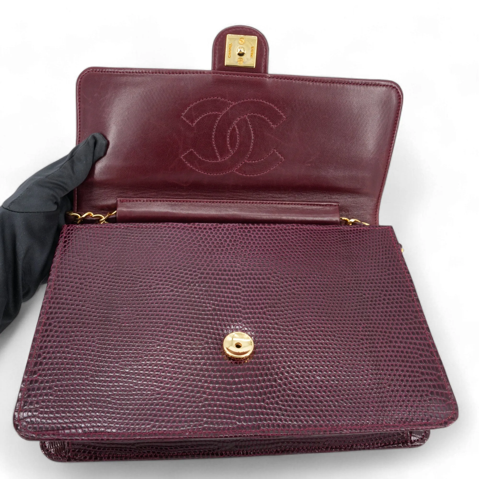 Vintage Purple Lizard Single Flap Bag
