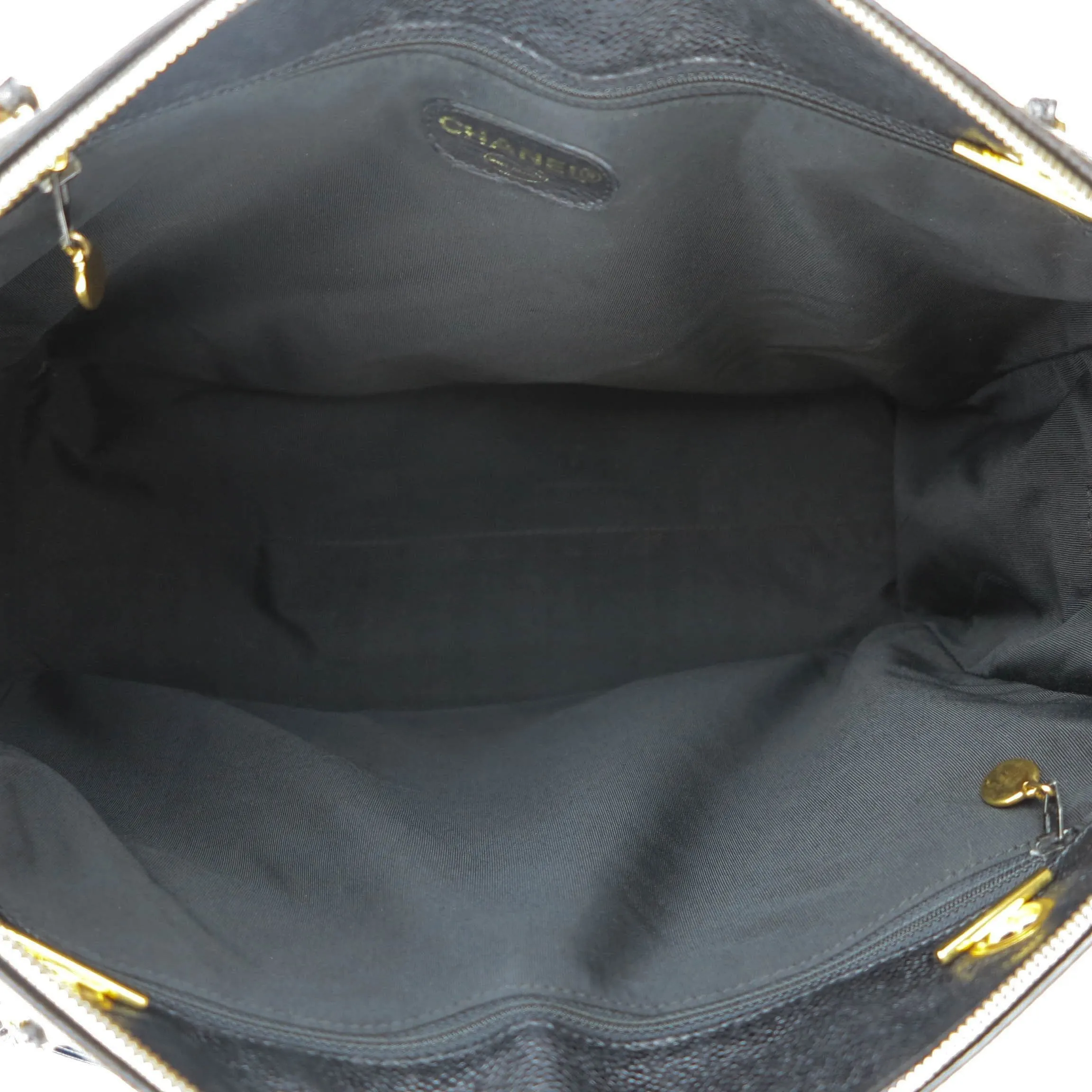 Vintage XXL Weekender Zipper Maxi Tote Bag in Black Caviar