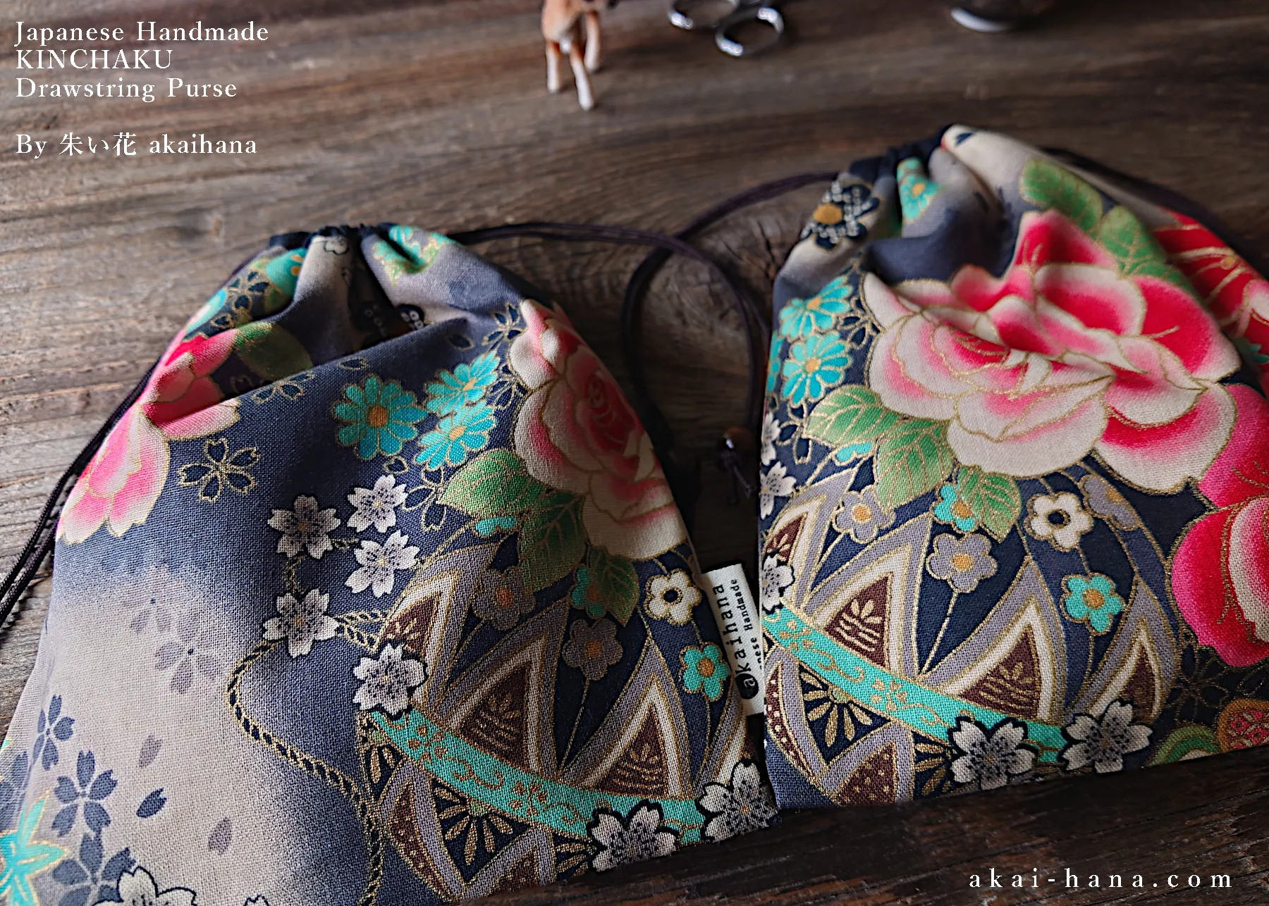 Wagara Kinchaku Drawstring Purse, 2 sizes ⦿kpjf0004
