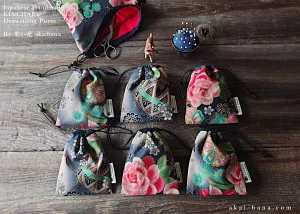 Wagara Kinchaku Drawstring Purse, 2 sizes ⦿kpjf0004
