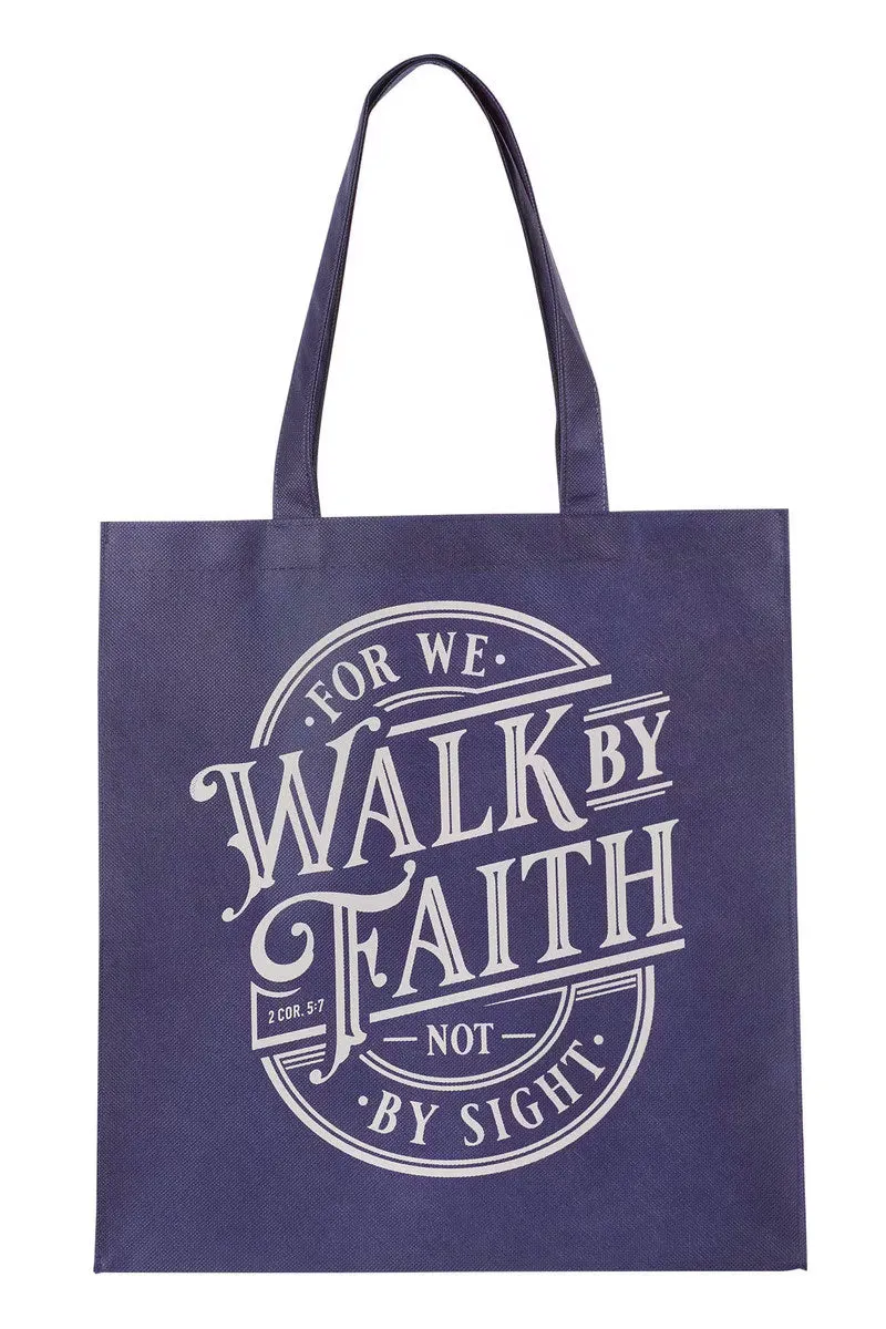 Walk By Faith Blue Shopping Tote Bag