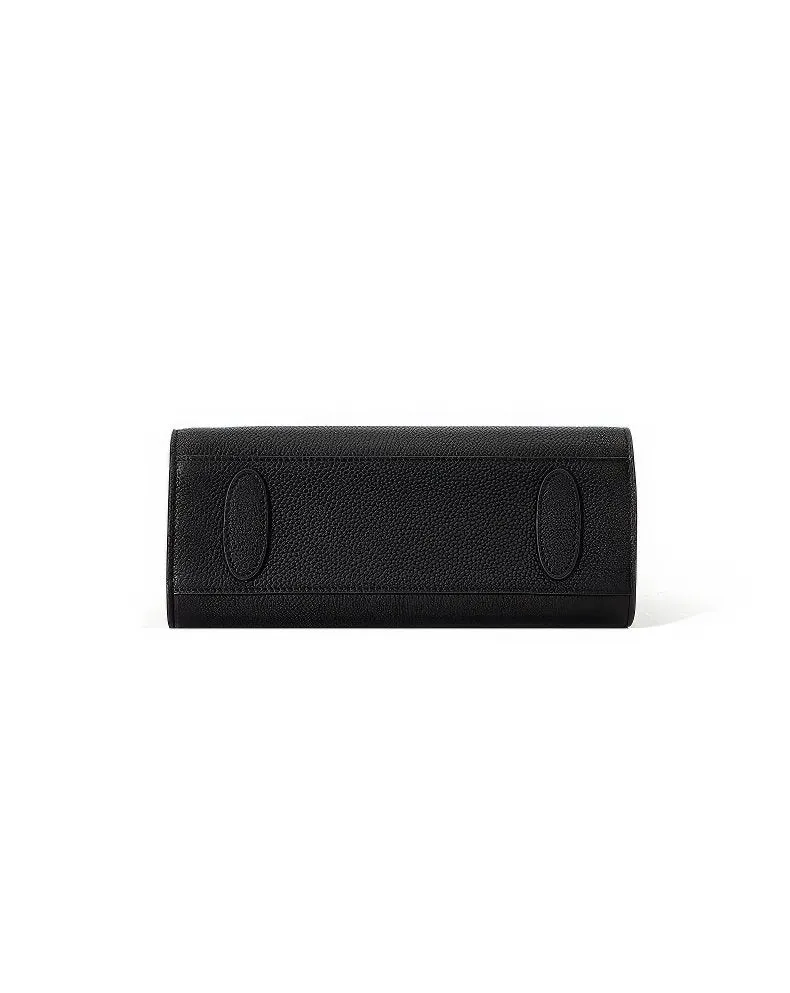 Walker Small Black Pebbled Leather Satchel with Top Handles