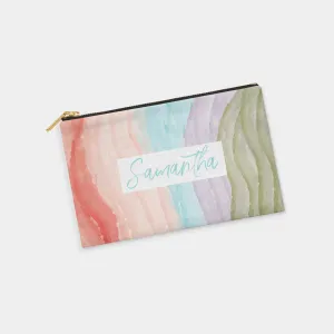 Watercolor Stripes Personalized Zipper Pouch