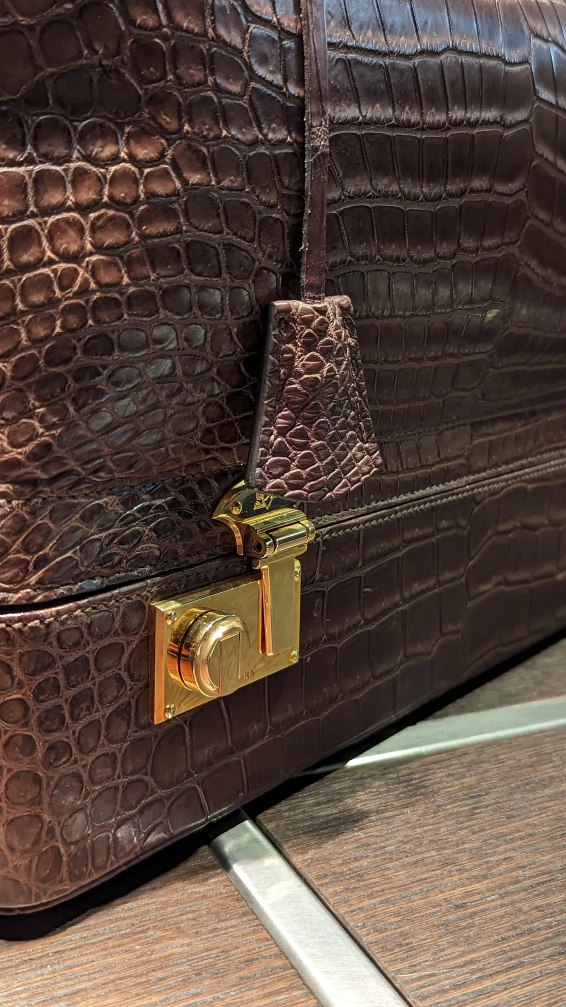 Weekender Bag -  Dark Cognac Crocodile