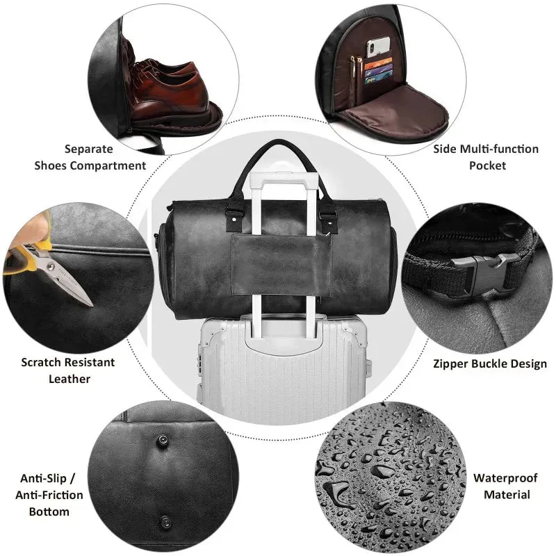 Weekender Garment Duffel – Waterproof Vegan Travel Bag with Shoe Compartment