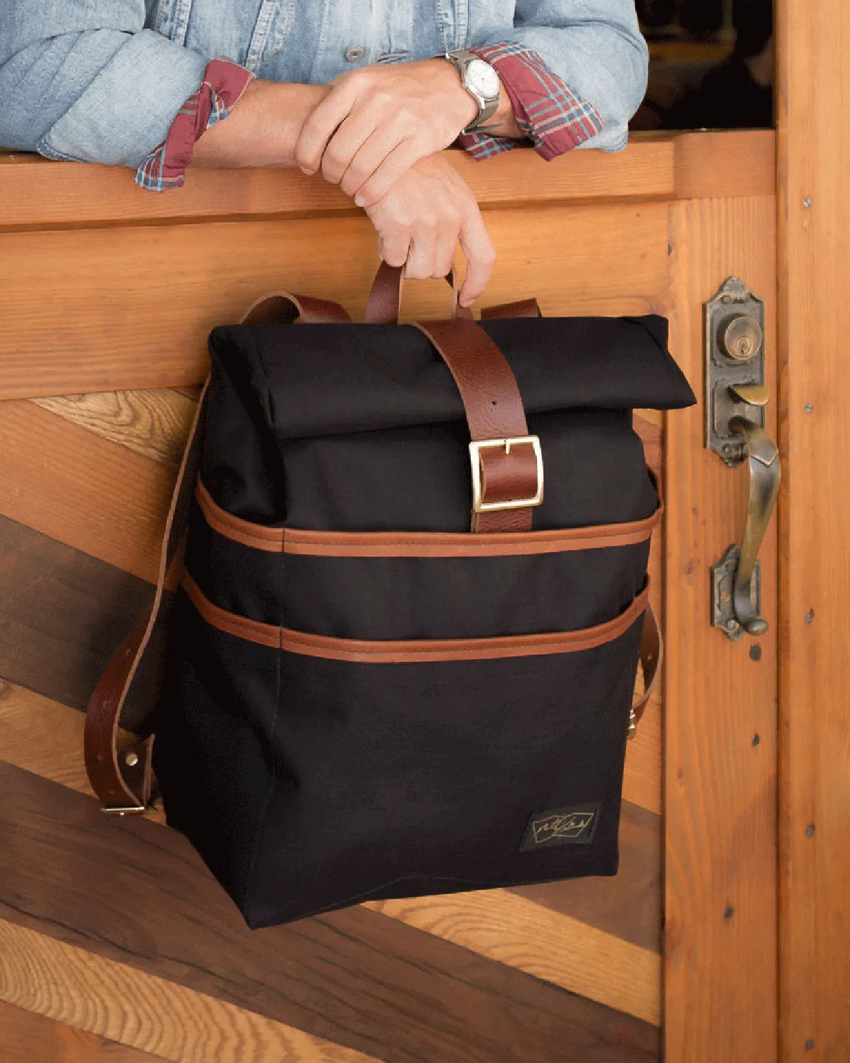 Weekender in Black with Brown Leather