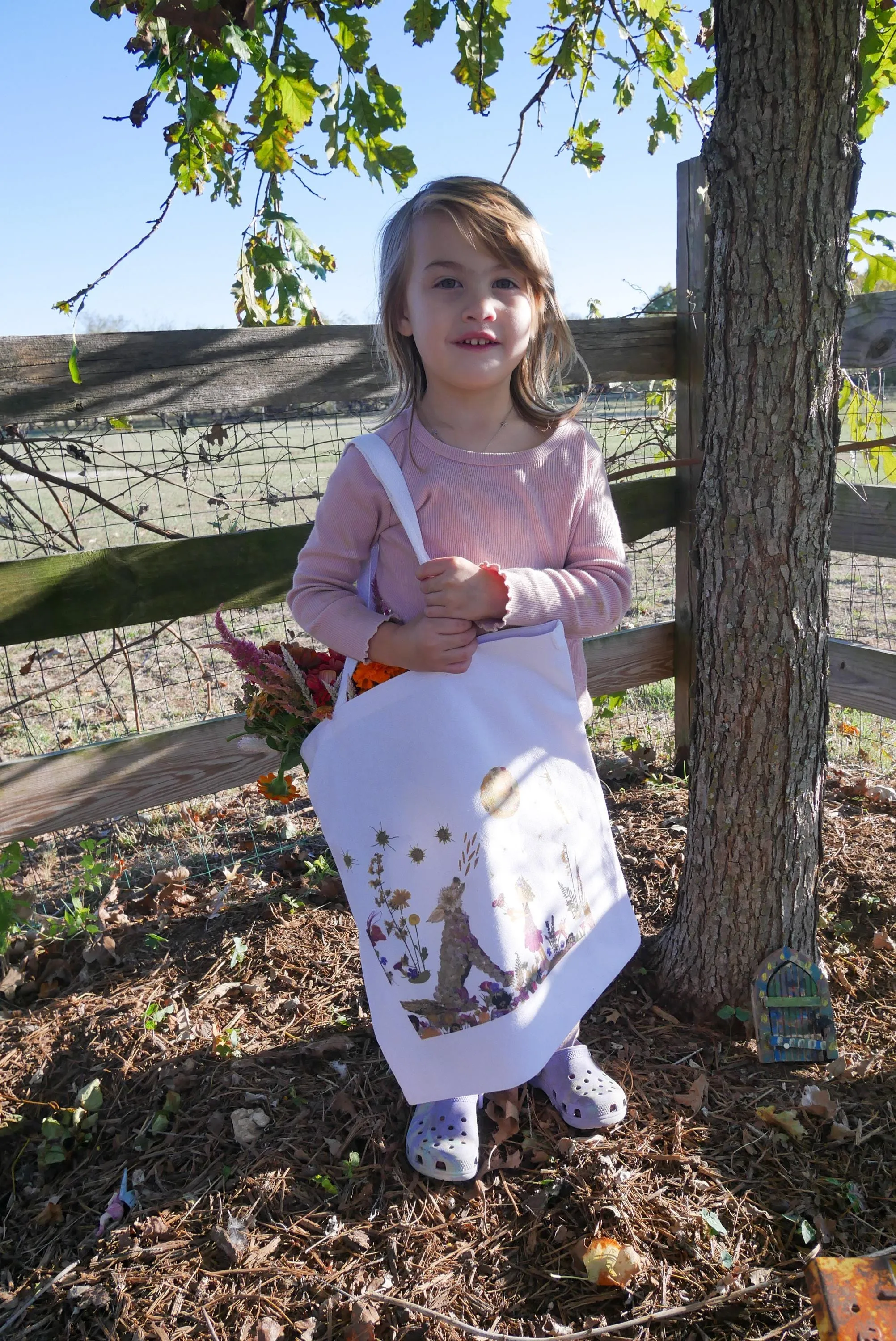 Whimsical wolf Tote Bag | romantic nature botanical reusable bag