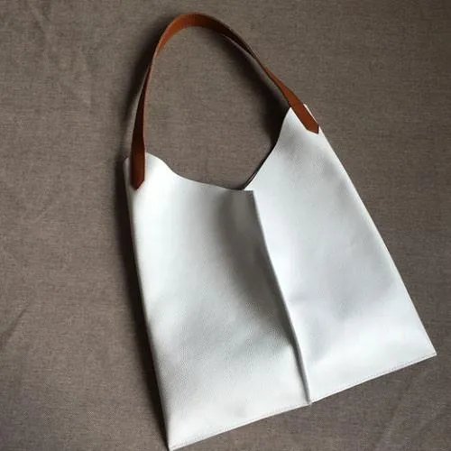 White Slouchy Leather Tote for Women Best Leather Tote Handbags White Leather Tote Bag Women's