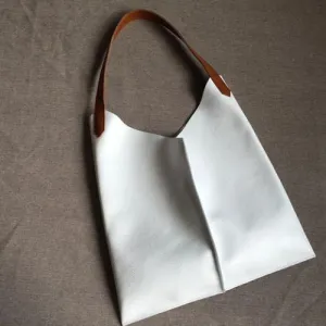 White Slouchy Leather Tote for Women Best Leather Tote Handbags White Leather Tote Bag Women's