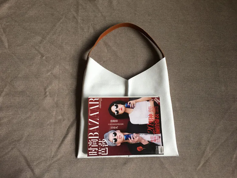 White Slouchy Leather Tote for Women Best Leather Tote Handbags White Leather Tote Bag Women's