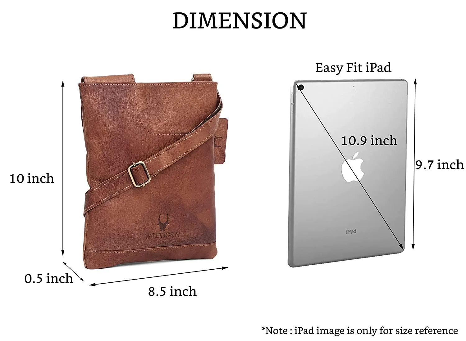 WILDHORN® Leather 8.5 inch Sling Messenger Bag for Men I Multipurpose Crossbody Bag I Travel Bag with Adjustable Strap I Utility Bag I DIMENSION : L-8.5 inch W-0.5 inch H-10.3 inch (Tan Nappa)