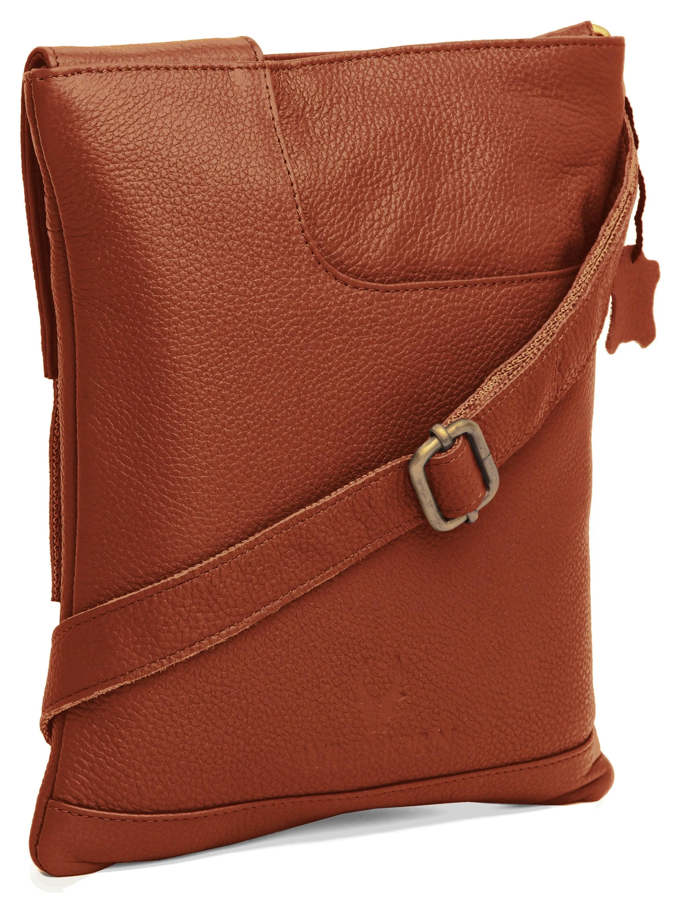 WILDHORN® Leather 8.5 inch Sling Messenger Bag for Men I Multipurpose Crossbody Bag I Travel Bag with Adjustable Strap I Utility Bag I DIMENSION : L-8.5 inch W-0.5 inch H-10.3 inch (Tan Nappa)