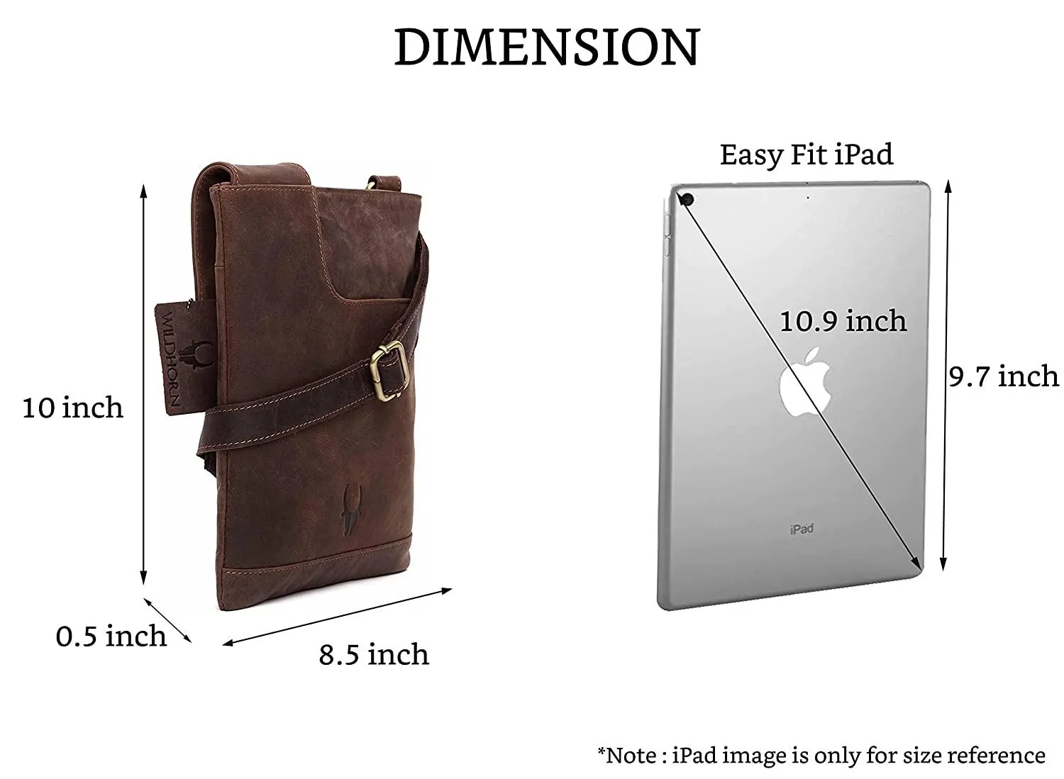WILDHORN® Leather 8.5 inch Sling Messenger Bag for Men I Multipurpose Crossbody Bag I Travel Bag with Adjustable Strap I Utility Bag I DIMENSION : L-8.5 inch W-0.5 inch H-10.3 inch (Tan Nappa)