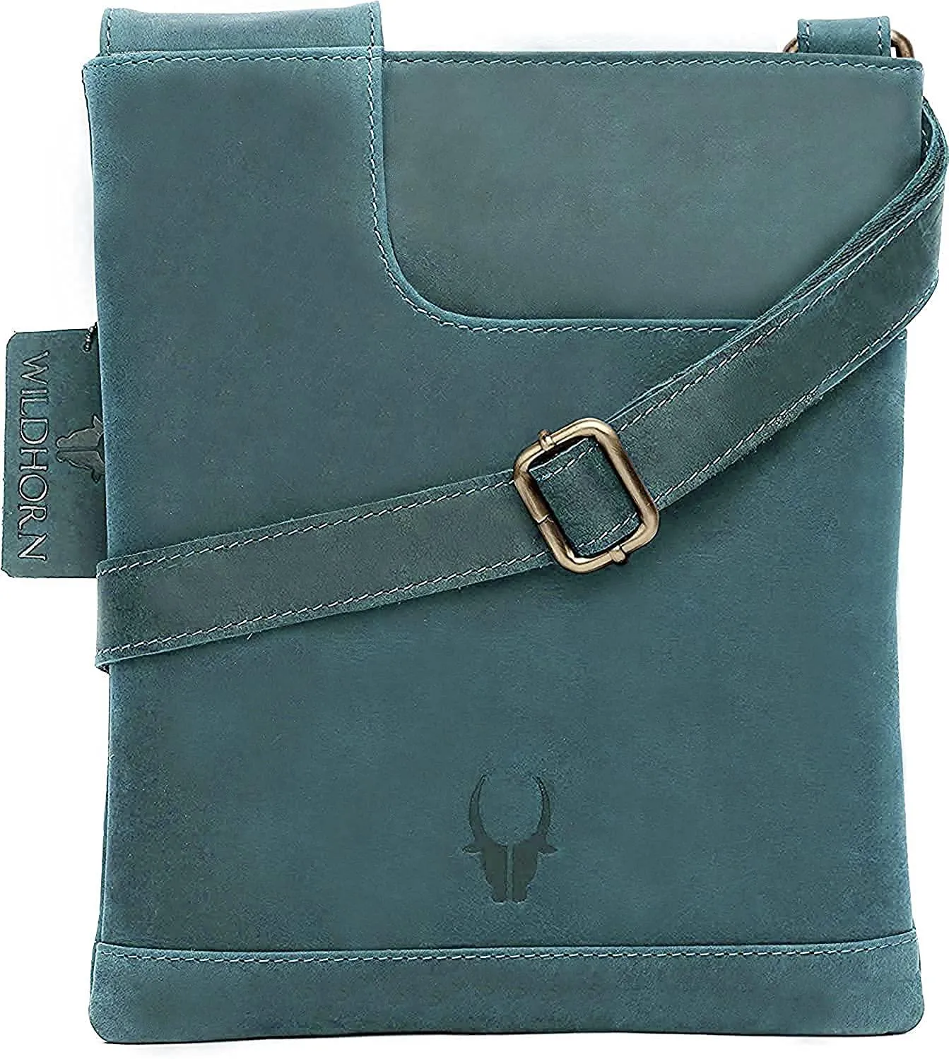 WILDHORN® Leather 8.5 inch Sling Messenger Bag for Men I Multipurpose Crossbody Bag I Travel Bag with Adjustable Strap I Utility Bag I DIMENSION : L-8.5 inch W-0.5 inch H-10.3 inch (Tan Nappa)
