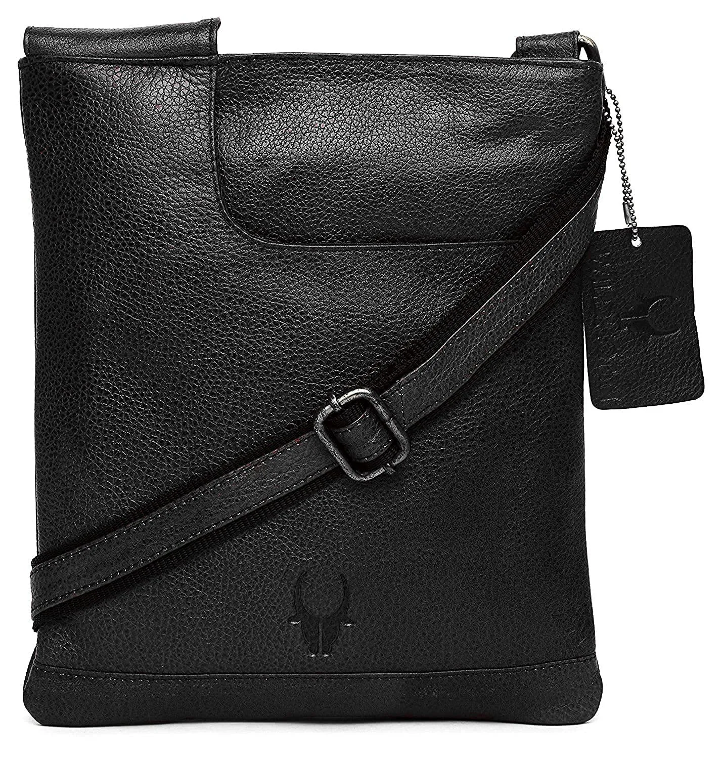 WILDHORN® Leather 8.5 inch Sling Messenger Bag for Men I Multipurpose Crossbody Bag I Travel Bag with Adjustable Strap I Utility Bag I DIMENSION : L-8.5 inch W-0.5 inch H-10.3 inch (Tan Nappa)