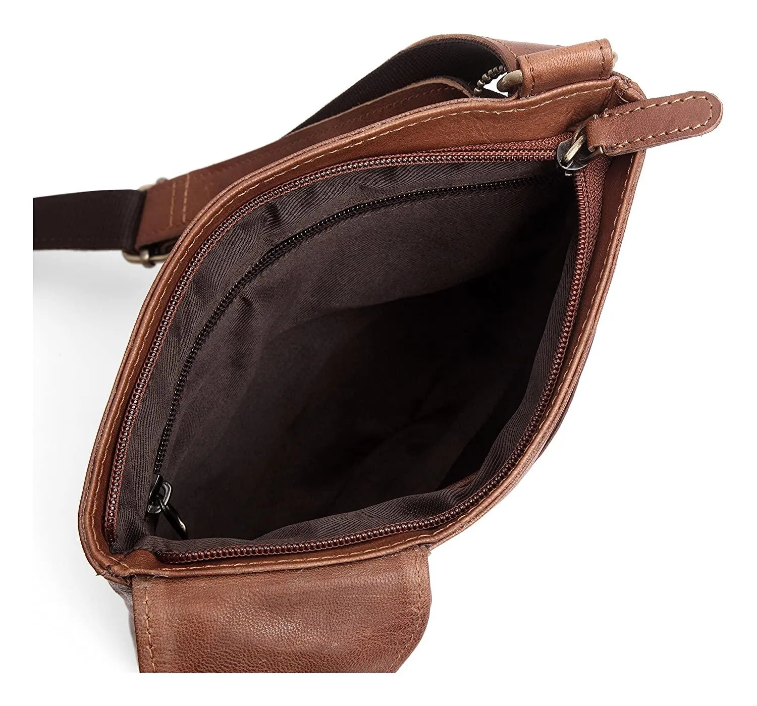 WILDHORN® Leather 8.5 inch Sling Messenger Bag for Men I Multipurpose Crossbody Bag I Travel Bag with Adjustable Strap I Utility Bag I DIMENSION : L-8.5 inch W-0.5 inch H-10.3 inch (Tan Nappa)