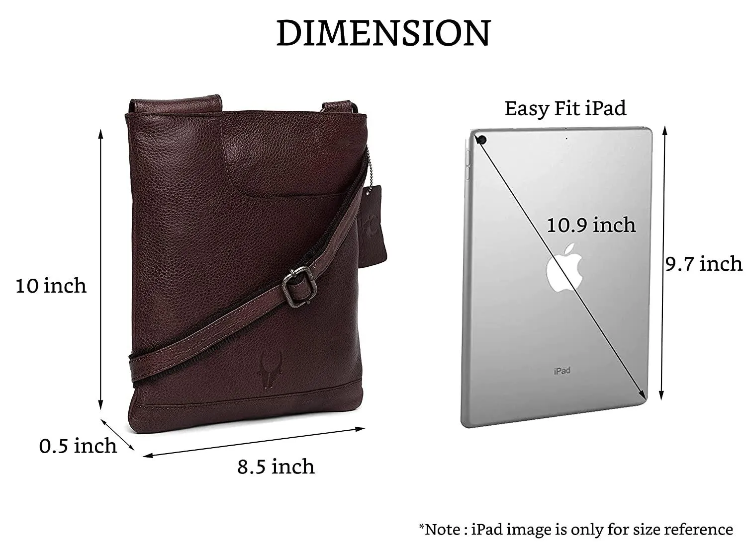 WILDHORN® Leather 8.5 inch Sling Messenger Bag for Men I Multipurpose Crossbody Bag I Travel Bag with Adjustable Strap I Utility Bag I DIMENSION : L-8.5 inch W-0.5 inch H-10.3 inch (Tan Nappa)