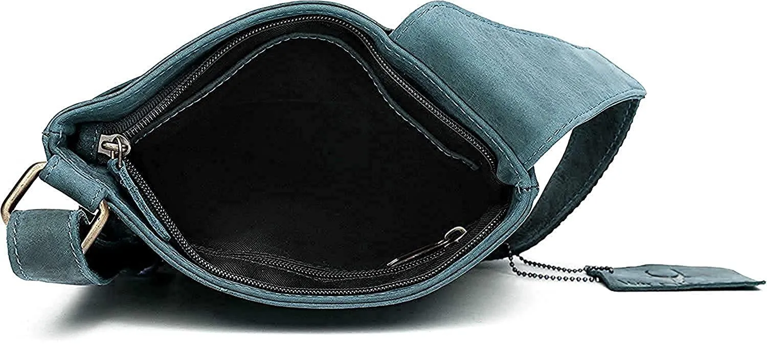 WILDHORN® Leather 8.5 inch Sling Messenger Bag for Men I Multipurpose Crossbody Bag I Travel Bag with Adjustable Strap I Utility Bag I DIMENSION : L-8.5 inch W-0.5 inch H-10.3 inch (Tan Nappa)