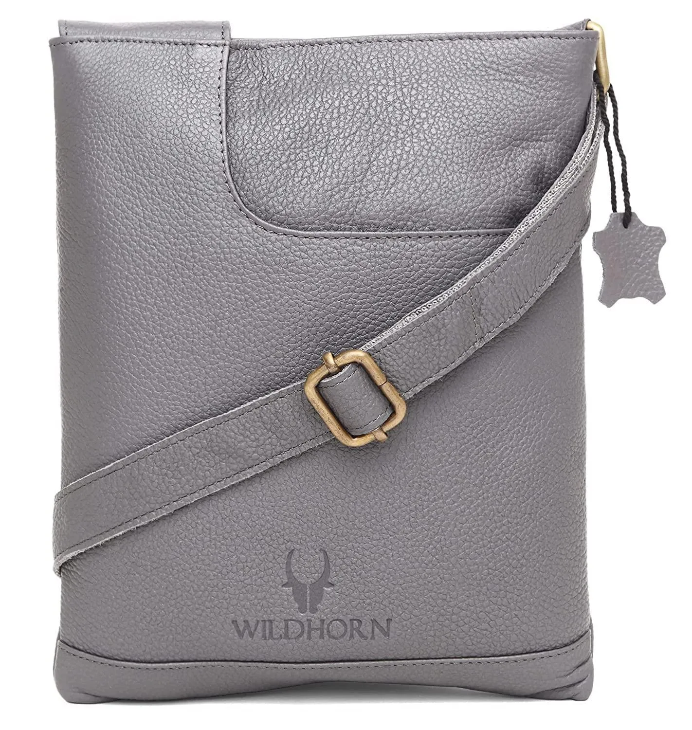 WILDHORN® Leather 8.5 inch Sling Messenger Bag for Men I Multipurpose Crossbody Bag I Travel Bag with Adjustable Strap I Utility Bag I DIMENSION : L-8.5 inch W-0.5 inch H-10.3 inch (Tan Nappa)