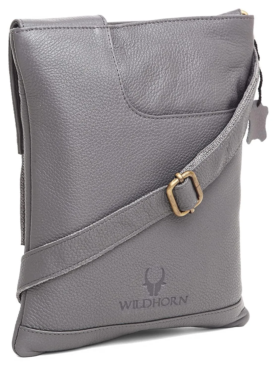WILDHORN® Leather 8.5 inch Sling Messenger Bag for Men I Multipurpose Crossbody Bag I Travel Bag with Adjustable Strap I Utility Bag I DIMENSION : L-8.5 inch W-0.5 inch H-10.3 inch (Tan Nappa)