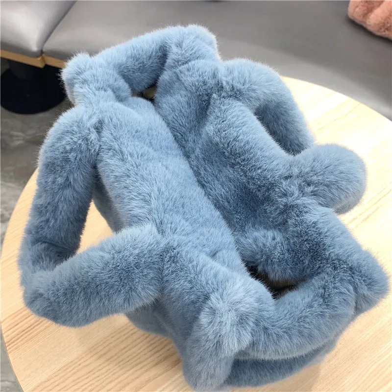Women's Autumn Winter Cute Shearling Tote Handbags