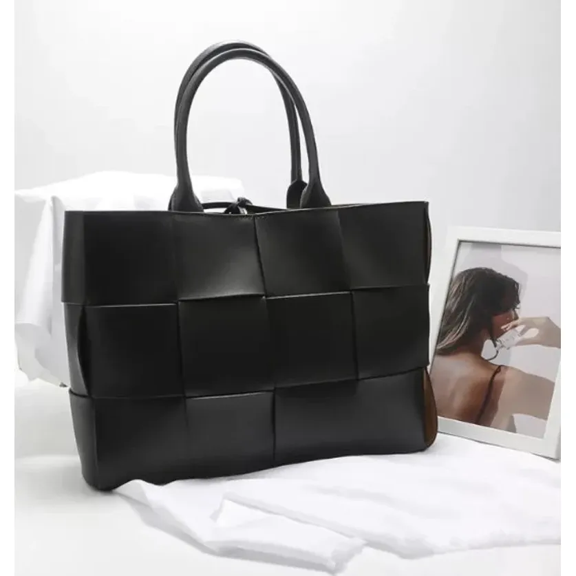 Woven Cowhide Leather Tote Bag